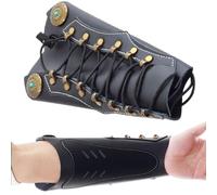 Archery Arm Guard Leather Bow Sleeve Forearm Guard Traditional Protective Armguard Bow Shooting Hand Guard Gear for Adult Youth Men Women Hunting Practice(Black)