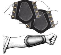 Archery Arm Guard with Adjustable Strap Traditional Armguard Forearm Protector Medieval Arm Bracer PU Leather Protective Archery Gear for Recurve Bow Longbow(Black)