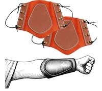 Archery Arm Guard with Adjustable Strap Traditional Armguard Forearm Protector Medieval Arm Bracer PU Leather Protective Archery Gear for Recurve Bow Longbow(Brown)