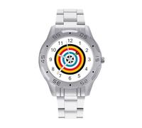 Archery Bullseye Target Sports Watches for Men Business Dress Watch Analog Quartz Wristwatch Stainless Steel Band