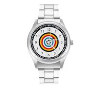 Archery Bullseye Target Sports Watches for Men Business Dress Watch Stainless Steel Band Wristwatch