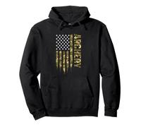 Archery Camouflage Patriotic USA American Flag Pullover Hoodie