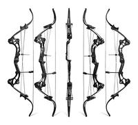 Archery Compound Bow Set Recurve Bow and Arrows Dual-Purpose Hunting Fishing Bow 40-55lbs Adjustable IBO 320FPS for Outdoor Shooting Bowfishing (Black Bow Only)