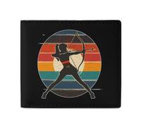 Archery Girl Archer Bow Vintage Sunset Billfold Wallet Leather Purse Cute Card Holder Clutch for Business Travel
