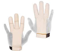 Archery Glove 3 Finger - 100% Genuine Leather with Velcro Strap - Traditional Shooting Glove for Recurve & Longbow - For Men & Women - Black, Beige, Light Brown, Dark Brown - Comfortable & Durable