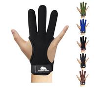Archery Glove Geniune Leather Fingers Protector for Experienced Archer - Recurve Arrow Bow Protective Adult Learner. (Large, Black 4-Way Stretch Fabric)