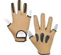 Archery Glove Leather Right Hand - 3 Finger Full + Half Thumb & Pinky - Padded Back - Traditional Hunting Glove for Adult Shooters