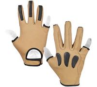 Archery Glove Leather Right Hand - 3 Finger Full + Half Thumb & Pinky - Padded Back - Traditional Hunting Glove for Adult Shooters