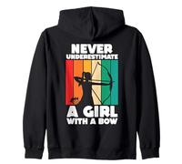 Archery Lover Archer Never Underestimate A Girl With A Bow Zip Hoodie