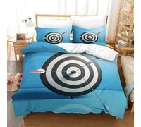 Archery Single Duvet Cover Set Dart Board Bedding Sets, 3D Print Ultra Soft Microfiber Quilt Cover 150 x 200 cm Comforter Covers with Zippe and 2 Pillowcases A-1407