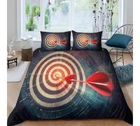 Archery Single Duvet Cover Set Dart Board Bedding Sets, 3D Print Ultra Soft Microfiber Quilt Cover 150 x 200 cm Comforter Covers with Zippe and 2 Pillowcases A-2499