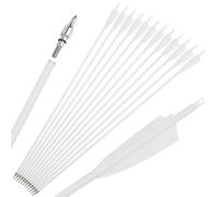 Archery Spine 500/600 Mixed Carbon Arrow 4 Inch Shield Turkey Feather Hunting Arrows for Recurve Bow Compound Bow Long bow (12, white, spine 600)