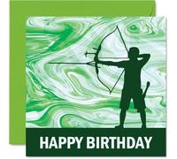 Archery Sport Birthday Cards - Boys in Sports - Happy Birthday Card for Boy Son Brother Grandson Nephew Uncle Cousin, 145mm Bday Greeting Cards