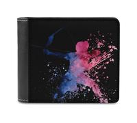 Archery Sport Watercolor Splash Men's Leather Wallet Bifold Purse Card Holder Slim Money Clip Single-Sided Print