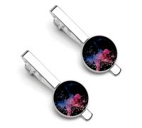 Archery Sport Watercolor Splash Men's Tie Clips Necktie Bar Pinch Clip Set of 2 Formal Business Wedding Accessories