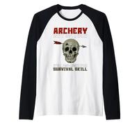 Archery Survival Skill Skull Arrow Humor Raglan Baseball Tee