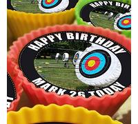 Archery Target Board - 20 x 5cm Personalised Edible Cupcake Toppers on Premium Icing