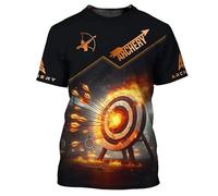 Archery Themed Sport T-Shirt for Men Cool 3D Printed O Neck Short Sleeve Competition Clothing Uniforms Fashion Trend Pullover Tee Tops, 3XL