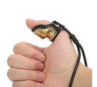 Archery Thumb Tab, Archery Glove Hunting Thumb Finger Protector, Archery Thumb Ring, Brass Soft Leather Thumb Guard Ring Archery Finger Protector for Traditional Bow Shooting, Black