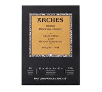 Arches 1795110 Sketching Paper in Pad (23 x 31 cm, 105 g/m², Glued Top for Pastel, Pencil, Charcoal and Rush) 20 Sheets