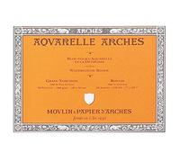 ARCHES 18 x 26 cm 300 GSM Rough Grain Glued on 4 Sides Block Watercolour Paper - Natural White (Pack of 20 Sheets)