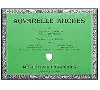 Arches 23 x 31 cm 300 GSM Cold Pressed Glued on 4 Sides Block Watercolour Paper - Natural White (Pack of 20 Sheets),200177166