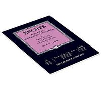 ARCHES 23 x 31 cm 300 GSM Hot Pressed Short Side Glued Pad Watercolour Paper - Natural White (Pack of 12 Sheets)