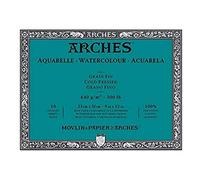 ARCHES 23 x 31 cm 640 GSM Cold Pressed Glued on 4 Sides Block Watercolour Paper - Natural White (Pack of 10 Sheets)