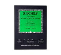 ARCHES 26 x 36 cm 300 GSM Cold Pressed Short Side Glued Pad Watercolour Paper - Natural White (Pack of 12 Sheets)