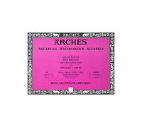 Arches 26 x 36 cm 300 gsm Hot Pressed Glued on 4 Sides Block Watercolour Paper - Natural White (Pack of 20 Sheets)