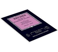 ARCHES 26 x 36 cm 300 GSM Hot Pressed Short Side Glued Pad Watercolour Paper - Natural White (Pack of 12 Sheets)