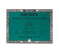 ARCHES 26 x 36 cm 640 GSM Cold Pressed Glued on 4 Sides Block Watercolour Paper - Natural White (Pack of 10 Sheets)
