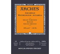 ARCHES A1795100 Bloc Enc 14,8x21 12H Aquarelle 100% Thick 300g Blanc NAT, White Natural