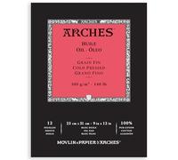 Arches - A1795108 - Oil Paper Pad - 9" x 12" - 12 Sheets - 300gsm - Fine Grain - White