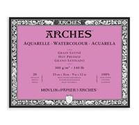 ARCHES Aquarelle 100% Satin 300g Glued Pad 4L 23x31 20 Sheets Natural White