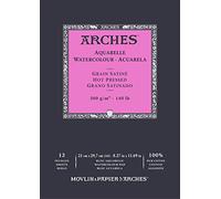 ARCHES Aquarelle 100% Satin 300g Glued Pad A4 12 Sheets Natural White