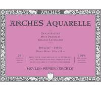 ARCHES Aquarelle 100% Satin 300g Gluing Pad 4L 26x36 20 Sheets Natural White, Paper