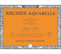 Arches Aquarelle Watercolour Paper Block 100% Cotton 12x9in 20 Sheets Rough