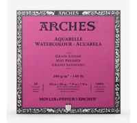 Arches : Aquarelle : Block : 140lb : 300gsm : 7.9x7.9in : 20x20cm : 20 Sheets : Glued : Hot Pressed