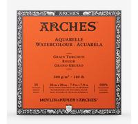 Arches : Aquarelle : Block : 140lb : 300gsm : 7.9x7.9in : 20x20cm : 20 Sheets : Glued : Rough