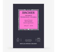 Arches : Aquarelle : Gummed Watercolour Pad : 26x36cm : 12 sheets : 140lb : 300gsm Hot Pressed