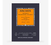 ARCHES A1795101 Aquarelle 100% Thick 300g A4 Glued Pad 12 Sheets Natural White, Grey