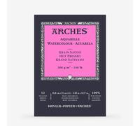 ARCHES A1795095 Bloc Enc 14,8x21 12H Aquarelle 100% Satin 300g Blanc NAT, White