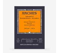 ARCHES A1795100 Bloc Enc 14,8x21 12H Aquarelle 100% Thick 300g Blanc NAT, White Natural