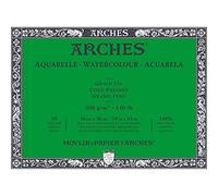 ARCHES Aquarelle Pad 20 Sheets 26 x 36 Glued on 4 Sides 300 g/m² Fine Grain, Natural White, 4 Free Edges