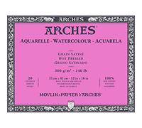 ARCHES Aquarelle Pad 20 Sheets 31 x 41 Glued on 4 Sides 300 g/m² Satin Grain, Natural White, 4 Fruit Edges