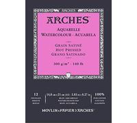 ARCHES A1795095 Bloc Enc 14,8x21 12H Aquarelle 100% Satin 300g Blanc NAT, White