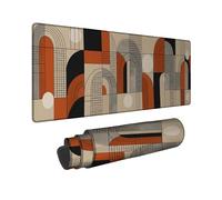 Arches Large Mouse Pad, Geometric Modern Circles Lines Fall Orange Rubber Non Slip Keyboard and Mousepad Desk Accessories for Gaming Computer Laptop 16x36 Inch