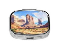 Arches National Park_1 Square Mini Pill Case, Compact Metal Pocket Pill Box with 2 Compartments for Travel