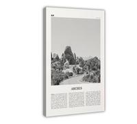 Arches National Park Black And White,Utah, USA, United States, North America City Map Travel Landscape Canvas Art Wall Decor Posters Home Bar Restaurant Garage Cafe Logo Gift 12x18inch(30x45cm)